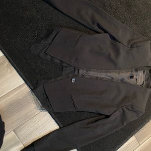 BCBG chiffon accents black blazer